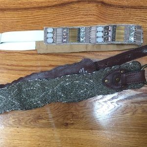 2 Anthropologie genuine leather beaded belt